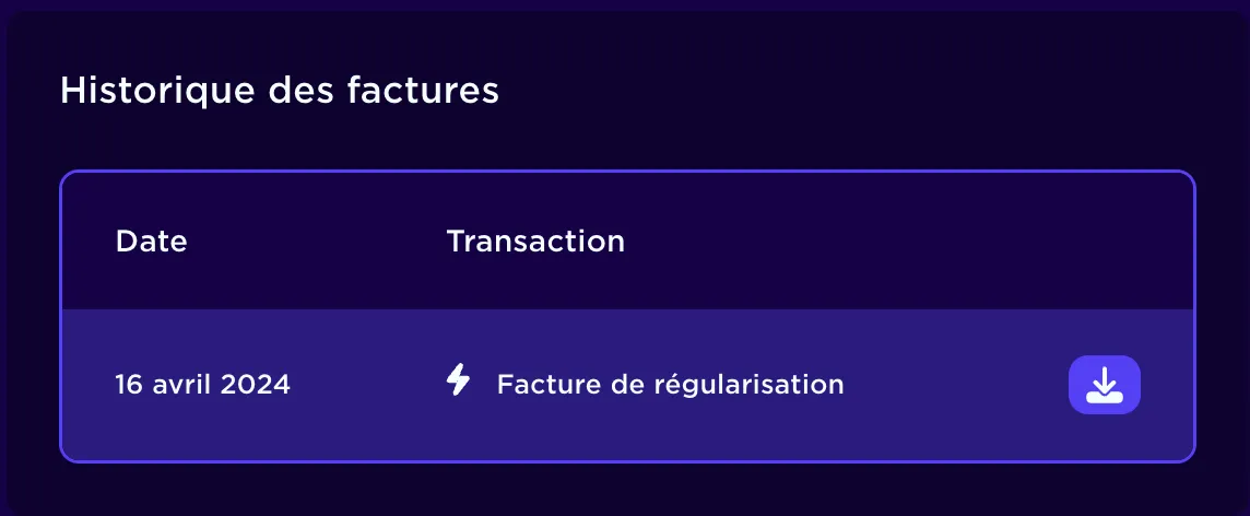 historique des factures