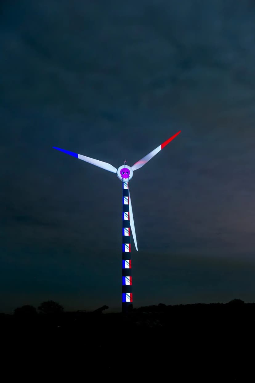 Une éolienne aux couleurs de la France