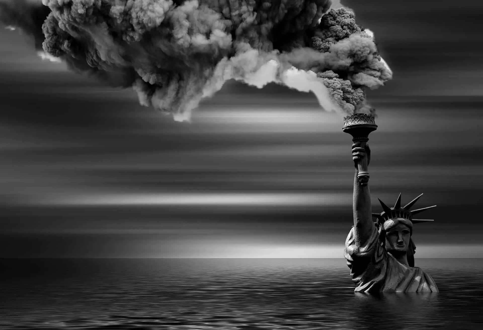 statue de la liberté émettant de la pollution